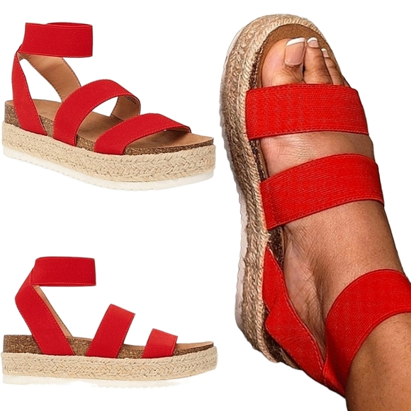 Time and Tru Shoes - 💎Red Platform Sandal💎